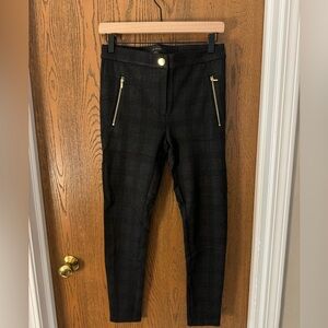 Ann Taylor black plaid pants with gold zipper detail, size 4. New with tags NWT